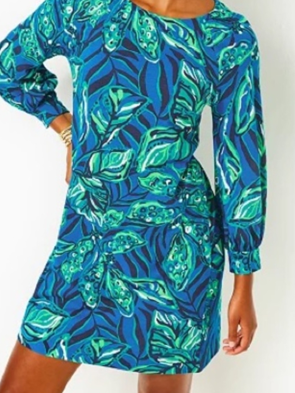 Lilly Pulitzer "Elianna" 3/4  Sleeve, Indigo  Breeze Cotton Midi Dress, XS